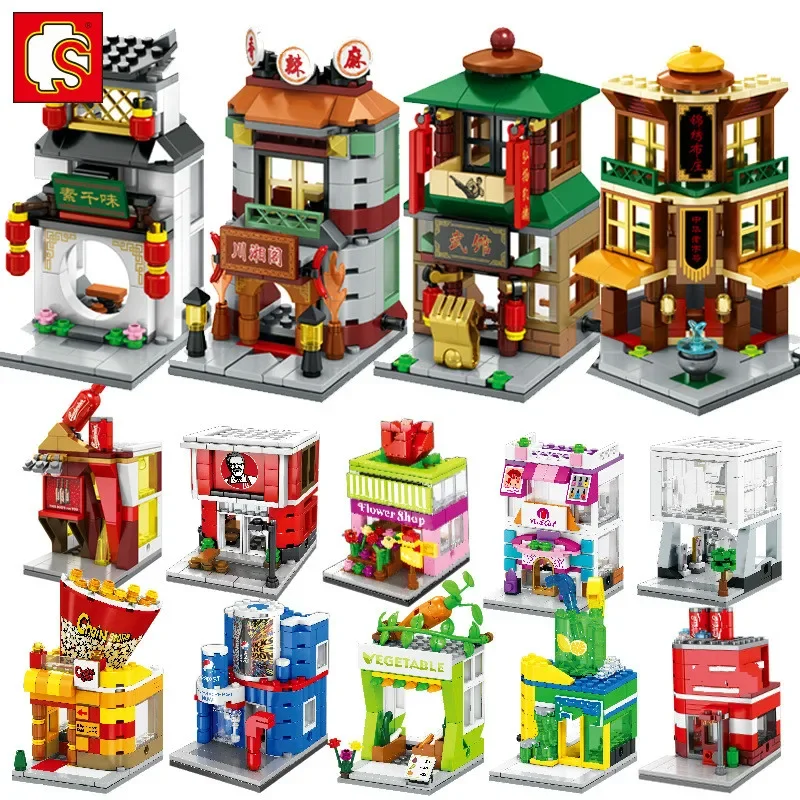 

Sembo Block Mini City Street Store Building Bricks Chinatown Series Educational Building Block Puzzle Compatible Kid Toys