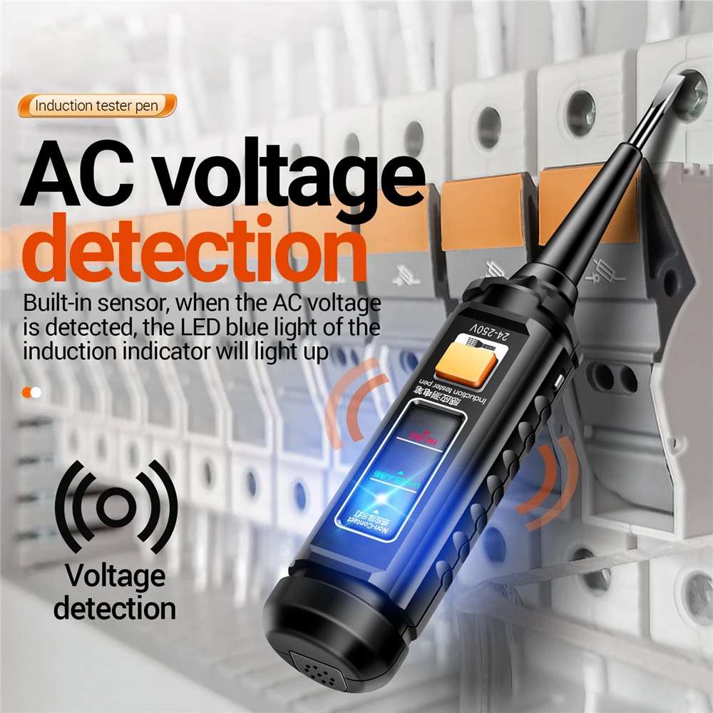 B15 AC25-250V Flat-head Three-color Light Multi-function Detection Tester Pen Electric Screwdriver Probe Audible Visual Alarm 2