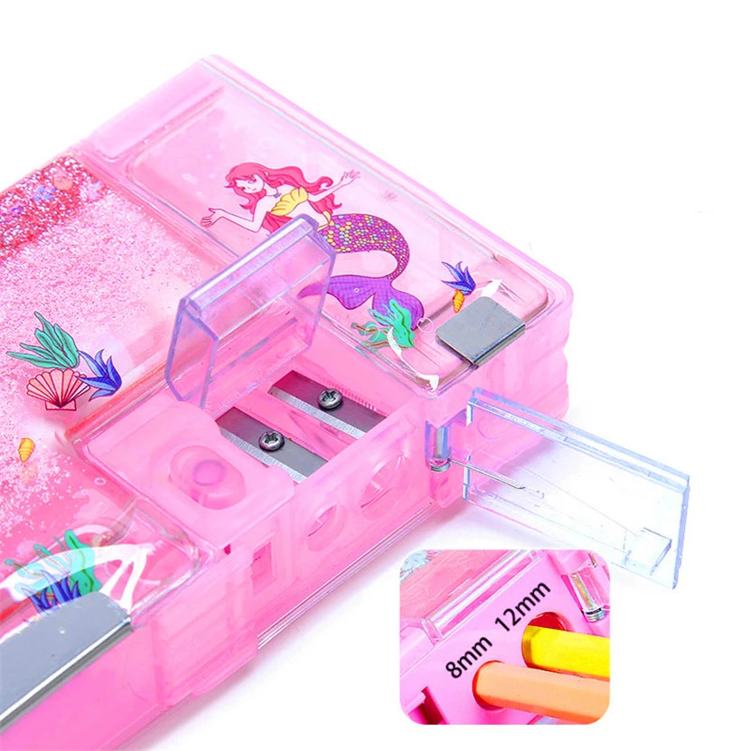 Estuche de lápices de arena movediza de unicornio, estuche de lápices multifuncional Estojo Escolar Kawaii, caja de plástico para bolígrafos, papelería Escolar pantalones 2022 - AliExpress