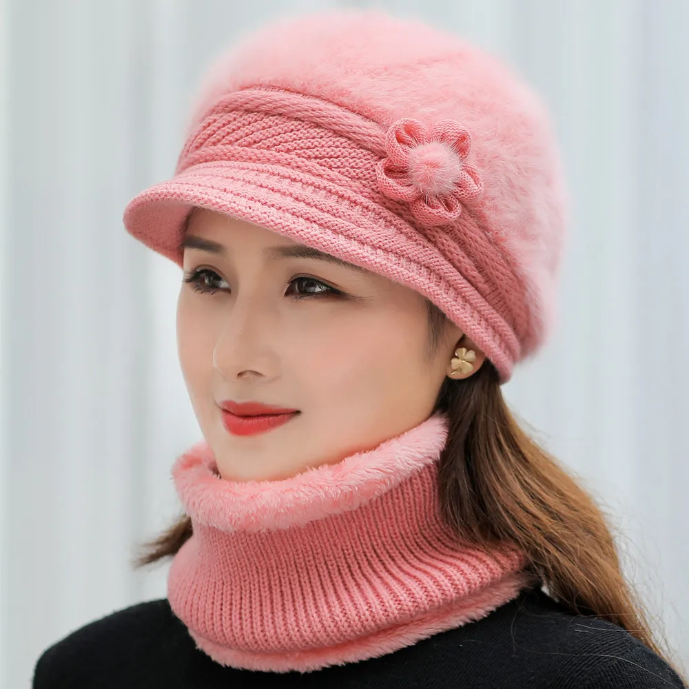 Hot Sale Women Chic Winter Warm Suit Keep Warm Plush Winter Hat Thermal Hat & Scarf Warm Set