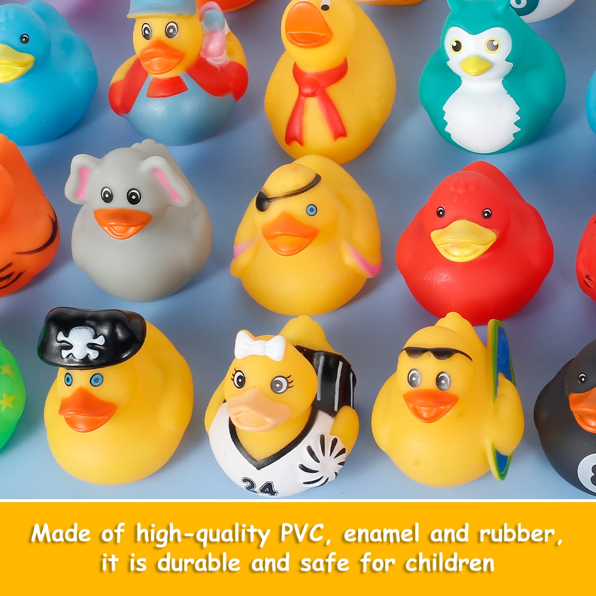 50Pcs Assorted Ducks for Kids Rubber Duck Toy Cute Bath Tub Pool Toys Baby Showers Accessories Floater Duck Party Supplies