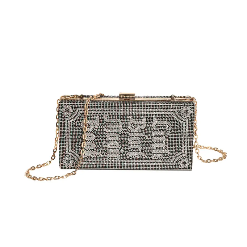 Cosmetic Shoulder Evening Woman Bag Clutche Handbag New Fashion Diamond Embedding Y2k Chain Box Party Banquet Wedding Purses