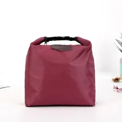 Portable Insulated Lunch Tote with Aluminum Foil Lining for Hot & Cold Food Storage (Wine Red)