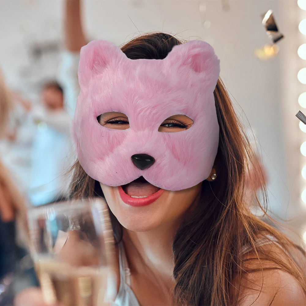 thumbnail image 2 of Furry Fox Mask Cosplay Half Face Mask – Realistic Faux Fur Animal Mask For Halloween, Parties, Cosplay & Costume Events (Black, Brown, Red Options) 2 of 5