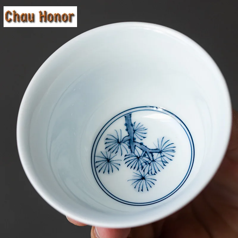 90ml Boutique Pure Hand Painted Pine Art Ceramic Tea Tureen Chinese Tea Maker Crockery Gaiwan Household Kung Fu Tea Drinkware