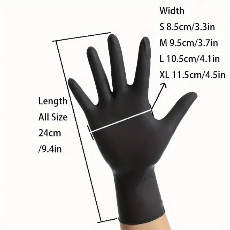 50/100PCS Disposable Black Nitrile Gloves Household Kitchen Bathroom Cleaning Dishwashing Manicure Hairdressing Tattoo 2