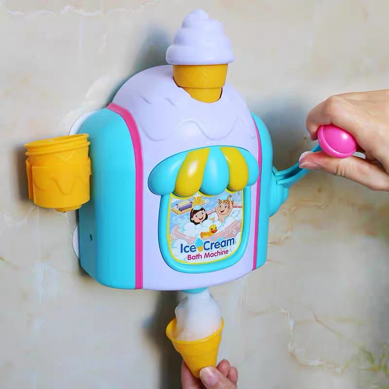 Ice Cream Bath Toys Kids Foam Machine Water Play Toy Ice Cream Maker Bubble Foam Play Machine Powerful Suction Delicate Supplies