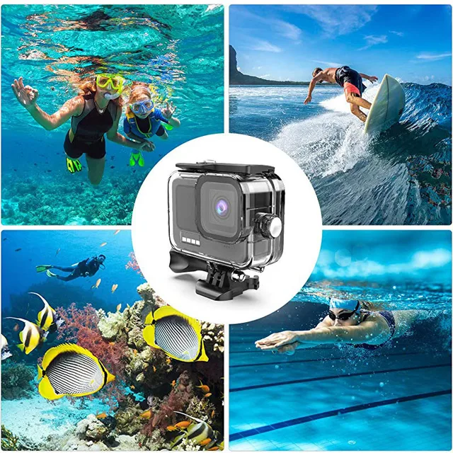 Étui étanche 60M pour GoPro Hero 13 12 11 10 9, couvercle de boîtier de plongée sous-marine pour Go Pro Hero 9 10 11 12 13, accessoires 5