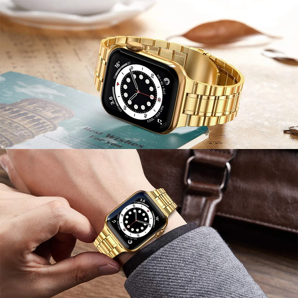 Premium Stainless Steel Watch Strap with Soft TPU Case