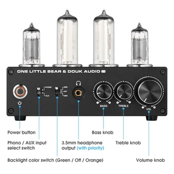 Nobsound T9 Mini 6E2 MM/MC Phono Stage Turntable Preamp HiFi Stereo Audio Vacuum Tube Preamplifier Dekstop Headphone Amp 2