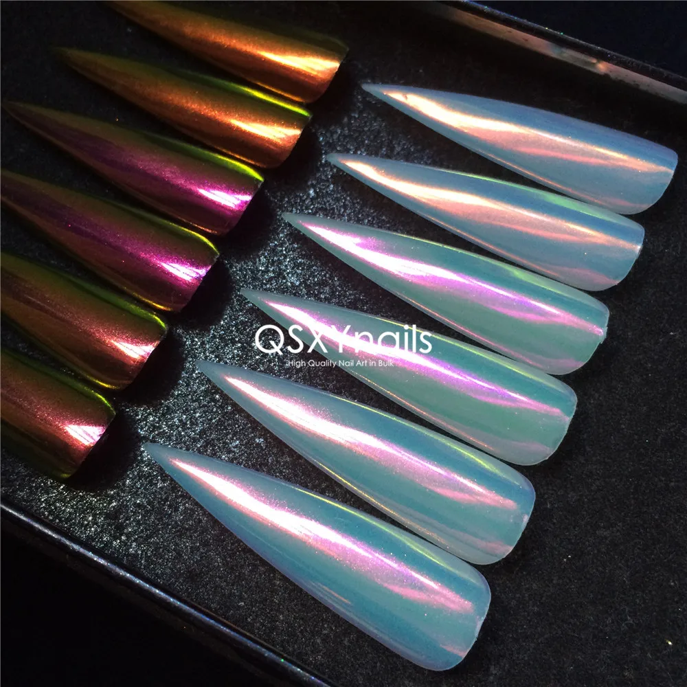 0.5g High Gloss Orange/Red/Pink Aurora Powder Mirror Chrome Pigment Mermaid Nail Art Smooth Rubbing Glitter for Gel Polish