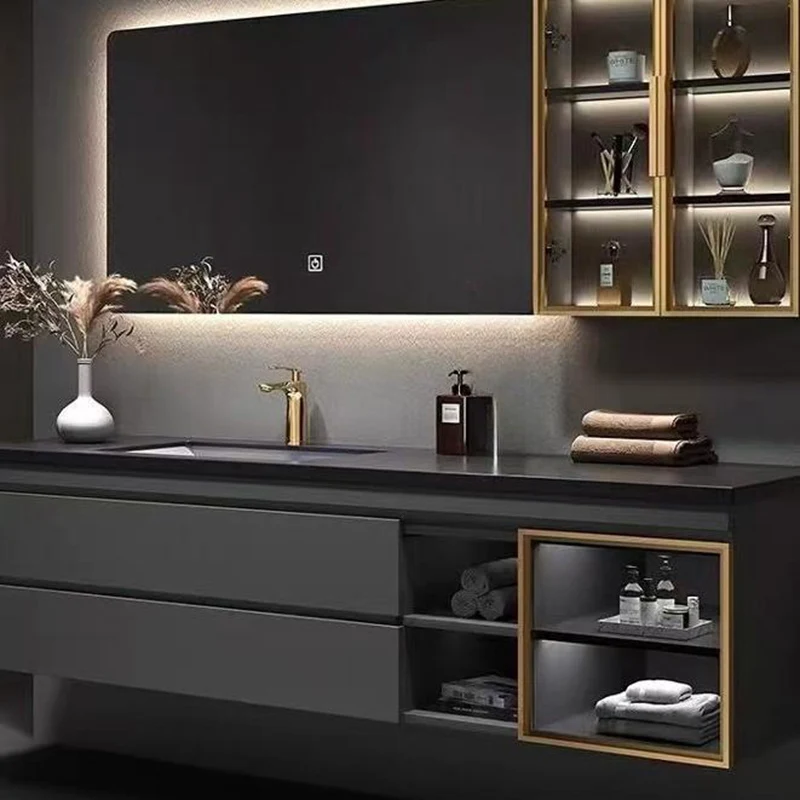 Narrow Modern Simple Rock Cabinet Corner Storage Organizer Mirror Cabinet Vanity Unit Luxury Wall Shelves Mobile Bagno Furniture