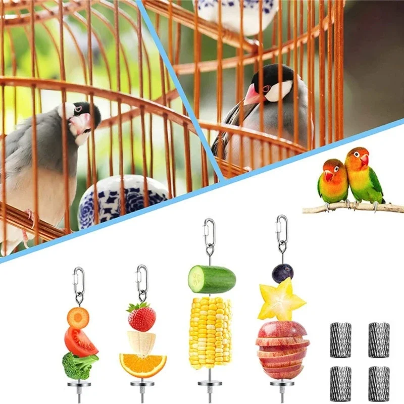 

Bird Food Holder Skewer for Fruit Vegetable Metal Hanging Hook Stainless Steel Treat Feeders Length 5 Inch 8 Inch