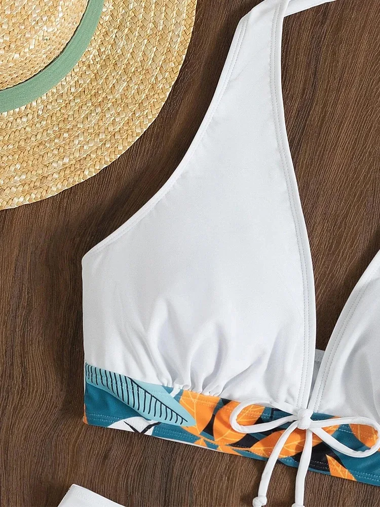 2023 Halter Bikini Set For Women High Waist Swimwear Printed Bathing Suit Beachwear Swimsuit Image 5