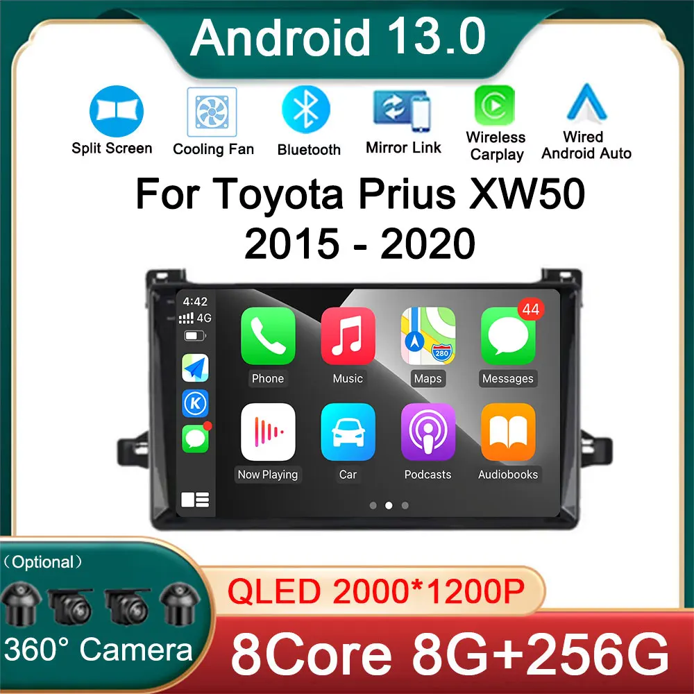 

Android 13 для Toyota Prius XW50 2015 - 2020 GPS RDS видеоплеер 4G WIFI Мультимедиа Стерео Carplay 360 камера BT 2 din