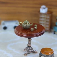 1Pcs 1/12 Wood Miniature Doll House Accessories Simulation Retro Coffee Stool/Table Furniture Model Family Toy Decorations 1