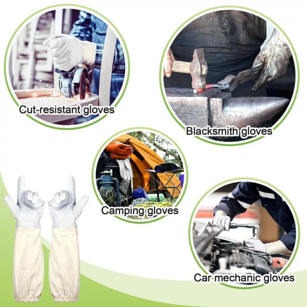 Safe Professional Beekeeping Gloves Anti-sting Anti-bee Canvas Sheepskin Gloves Apiculture Protect 1 Pair