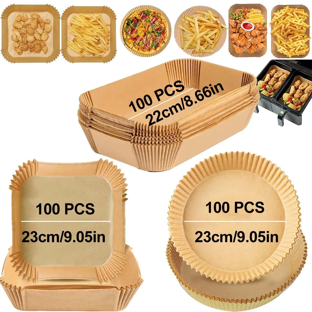 직사각형 에어 프라이어 일회용 베이킹 페이퍼 라이너, 붙지 않는 식품 등급 실리콘 오일 페이퍼 트레이, 전자레인지 오븐 주방 쿠커 