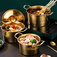 Marmites à ragoût de cuisine en acier inoxydable doré, casserole avec couvercle, batterie de cuisine antiadhésive Durable, ensemble pour cuisinière à Induction 1