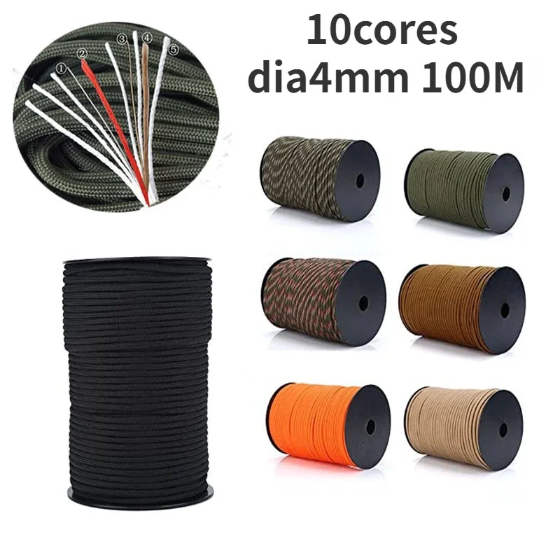 

Household Inelastic Outdoor Climbing Safe Fire Escape Survival Kit Nylon Rope Multi-function Reel 10 Core 4mm 100M Paracord