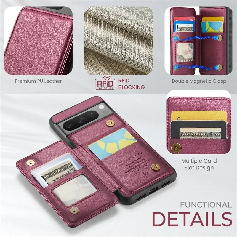 Premium Magnetic Flip Leather Wallet Phone Case with Card Holder - Stylish Back Cover