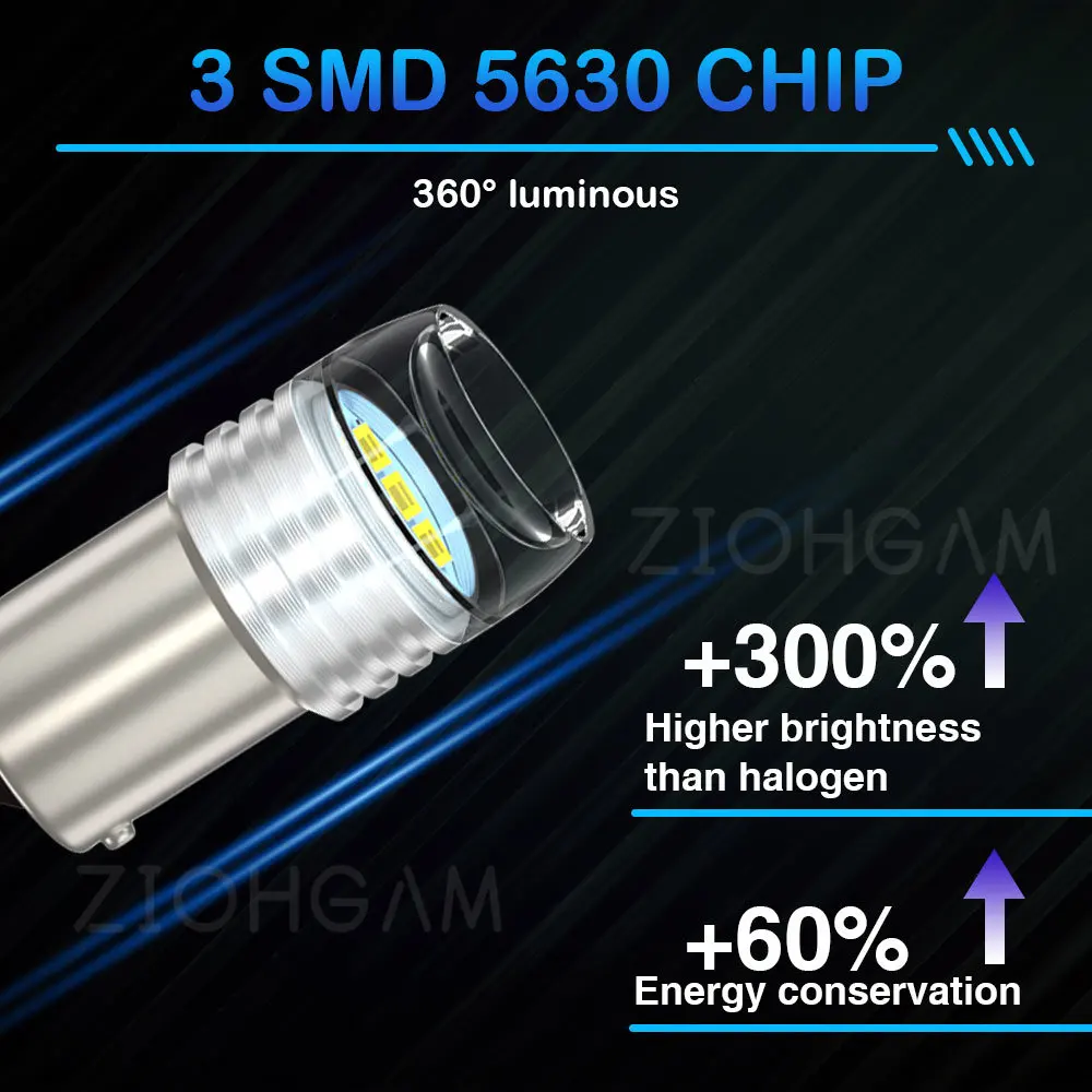 ZIOHGAM 1156 Ʈκ 1157 ÷ LED ڵ , S25 5630  극ũ  ȣ , BA15S BAY15D P21/5W P21W R5W R10W, 2 