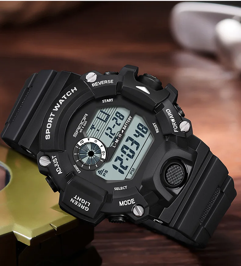 SANDA 326 New Arrival Electronic Digital Movement Luminous Led Display Dial Outdoor Sports Waterproof Men Wrist Watch 5