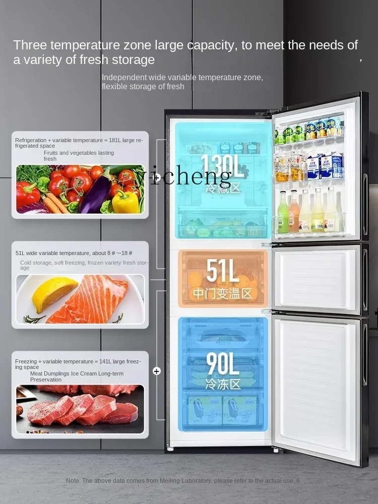 Xl271 Liter Three-Door Refrigerator Household Deodorant Antibacterial Air Cooling Frostless Refrigerator 2