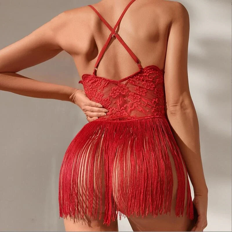 Sensual Lace Tassel Lingerie Set for Women