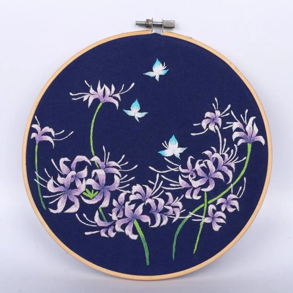 Hand Embroidery Kit DIY Needlework Bouquet Flower Needlecraft for Beginner Cross Stitch Artcraft Material Pack With Hoop