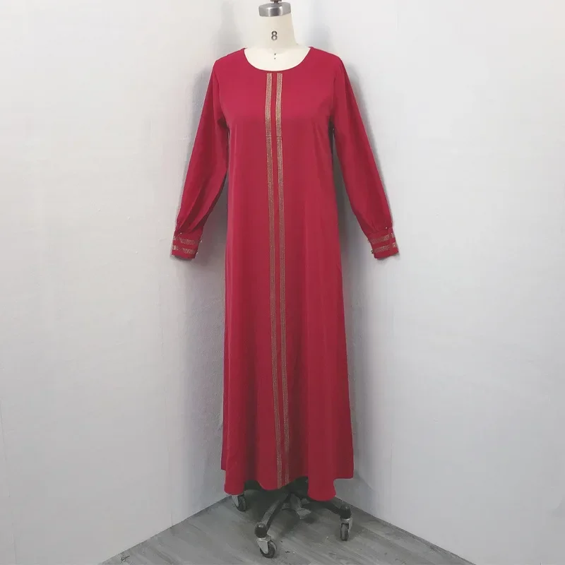 Black Bangladesh Women Lace Maxi Abaya Dubai Turkey Muslim Hijab Dress 2024 Plus Size Diamond Shiny Boubou Long Sleeve Dress