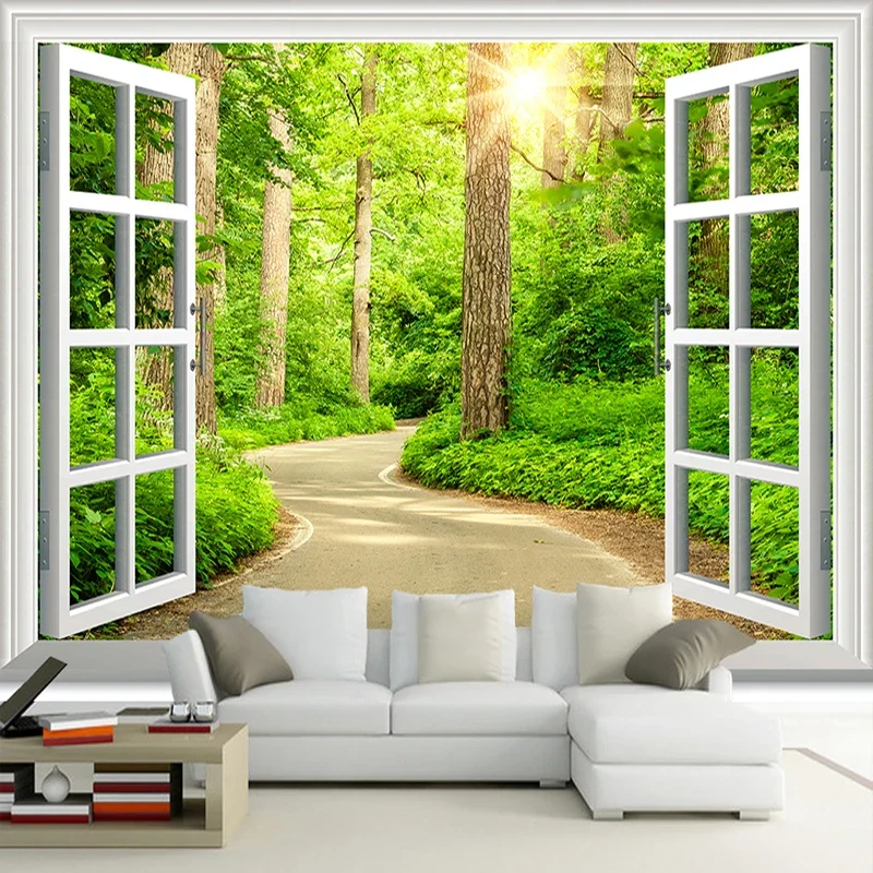  Papel tapiz mural para pared, paisaje natural 3D, papel de pared,  puente forestal, murales de pared 3D, papel tapiz espacial, decoración de  pared de fondo interior (98 pulgadas de ancho x