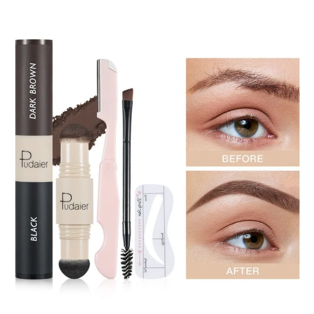 

Portable One Step Brow Stamp Fashion Double Head Eyebrow Cream Long-lasting Repair Hairline Trimming Tool Women Eye Brow Shaver