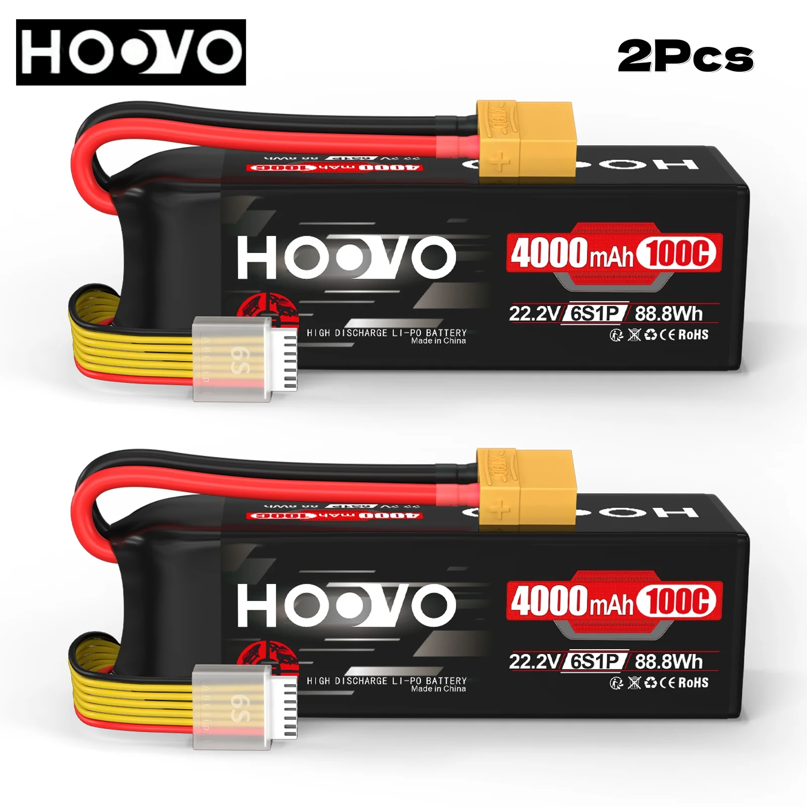 Batería LiPo 6S 22,2V 4000mAh 100C Con Conector XT90, Funda Blanda, 2 Unidades, Para Helicópteros, Coches Y Aviones RC De Alto Rendimiento