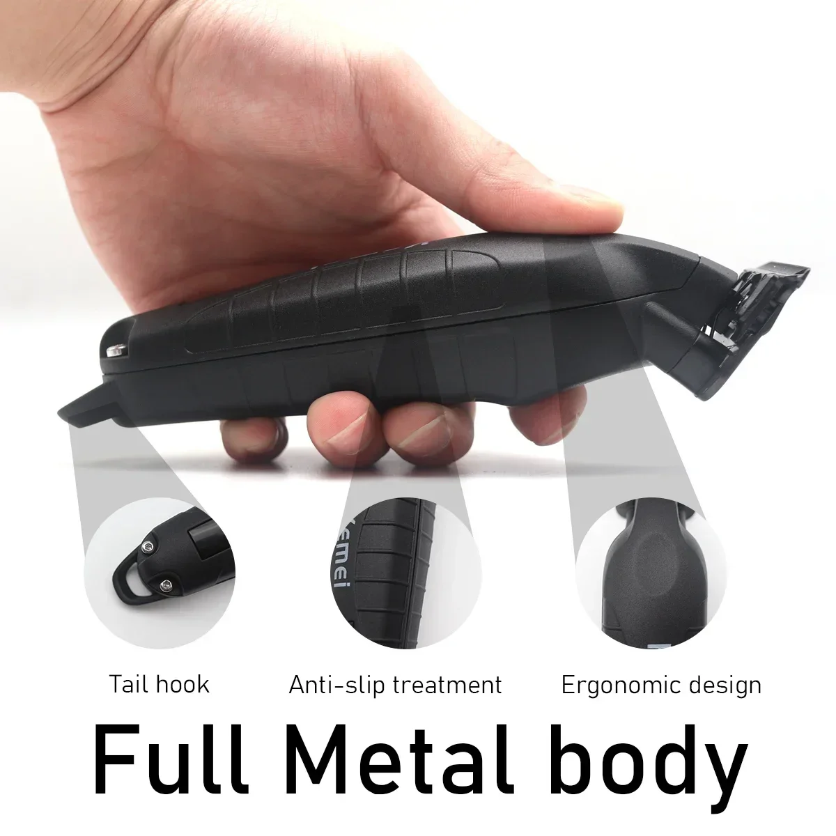 Hair Trimmer Kemei KM-2293 Full Metal Professional Zero Gapped Finishing Machine DLC T-Blade LED Haircut hair trimmer