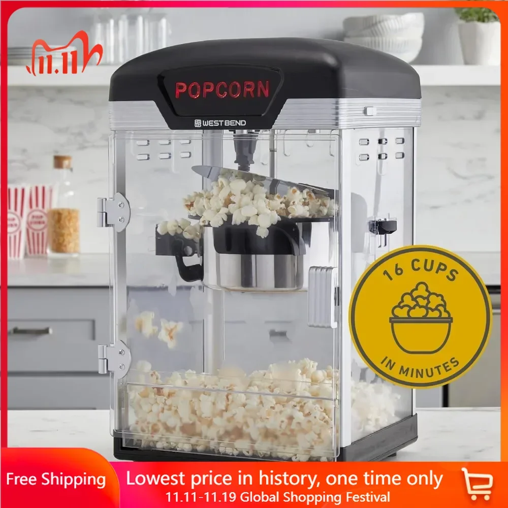 4 Qt Popcorn Machine, Polycarbonate (PC) Gourmet Popcorns Maker Machine with Nonstick Popcorn Kettle Scoop