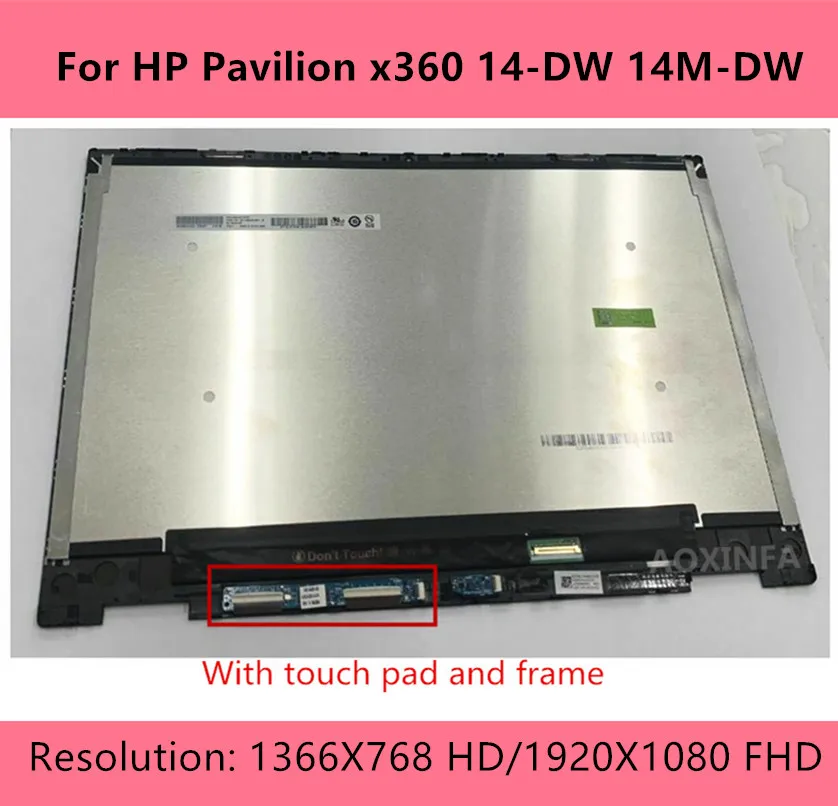 С рамкой L96515-001 для hp pavilion x360 14m-dw 14-dw 14-dw1000nf ЖК-сенсорный экран дигитайзер замена в