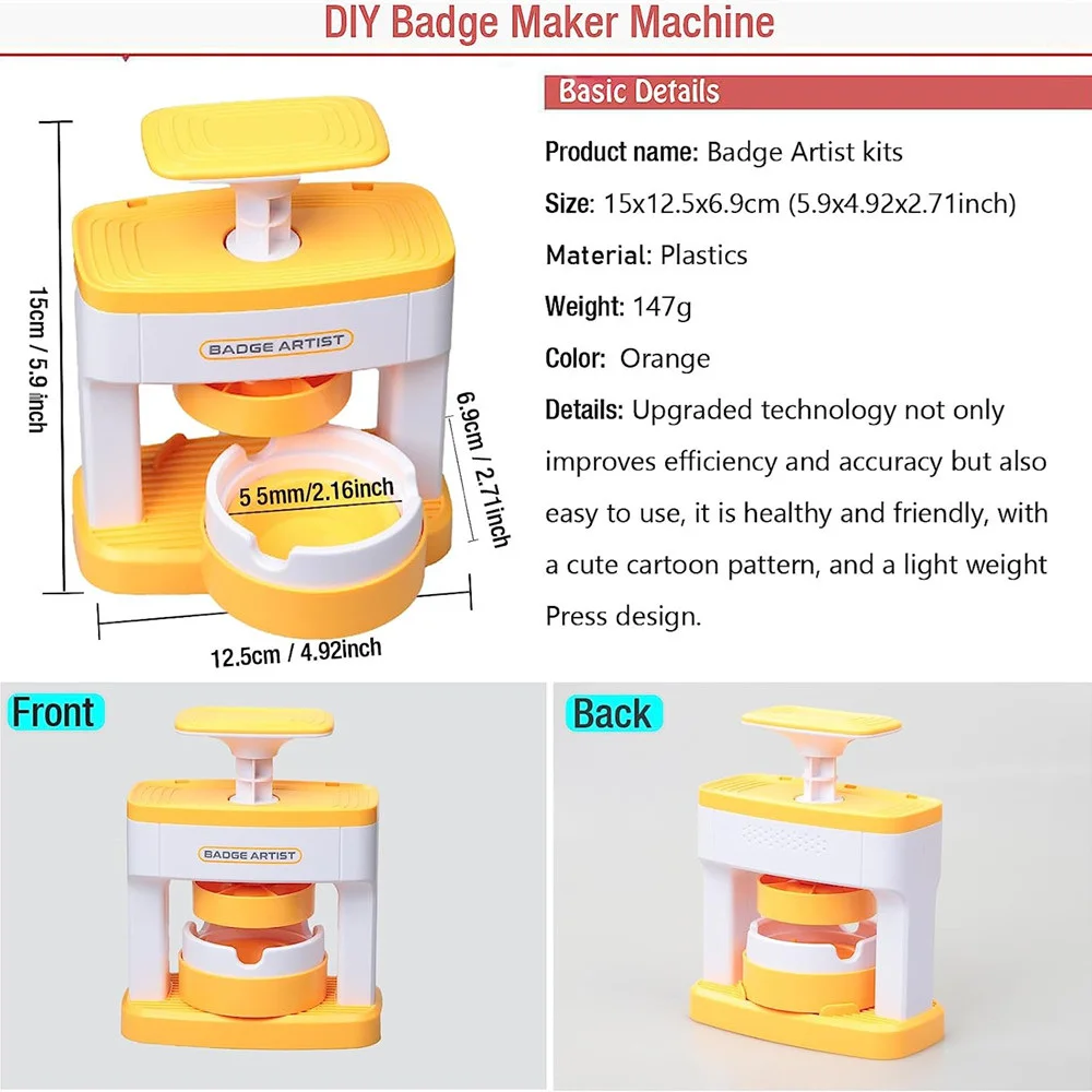 Button Maker Machine Kid Badge Button Maker Machine 48Pcs Button Parts+Picture+Circle Cutter DIY Pin Badges For Children Gift