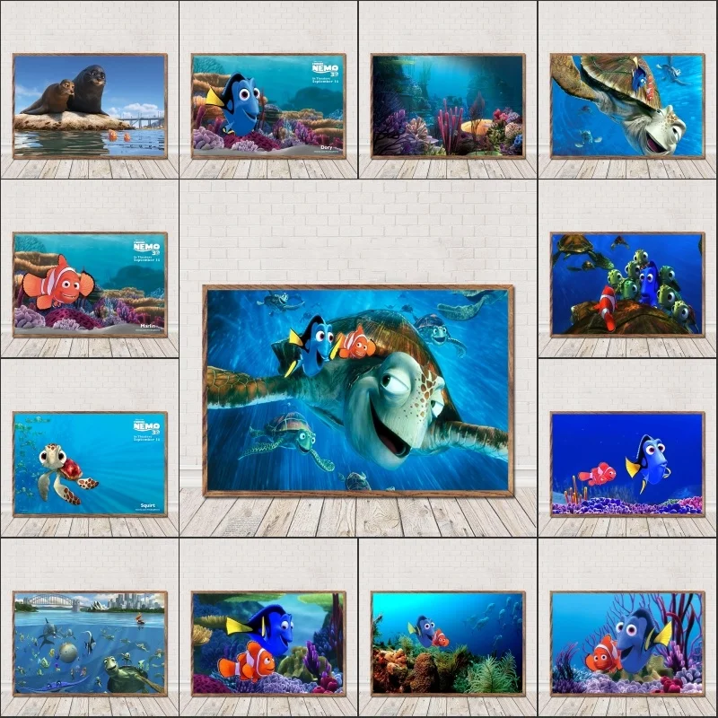 Disney Znajdowanie Nemo Ni Clownfish Mo Cartoon Malowanie Cyfrowy Olejny Drukowane Grafiki Sypialni Malowanie Ścian Dekoracja Domu Salonu