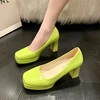 Sexy Square Toe Womens Shoes Heels Patent Leather Wedding Party Big Size 43 Pumps Square Heel Zapatos De Mujer Plataforma 4