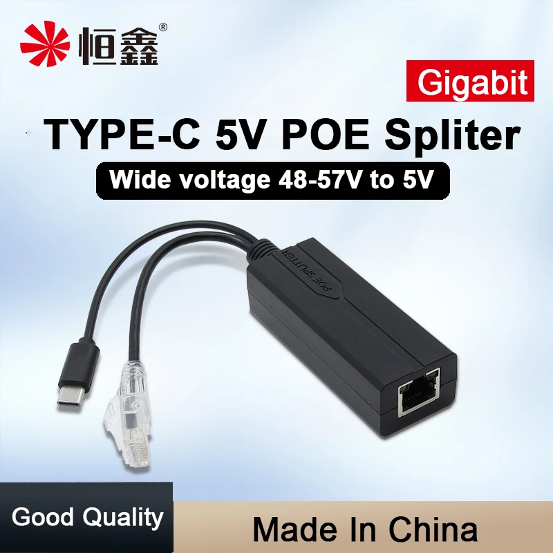 Gigabit TYPE-C 5V POE Spliter Adapter Cable Power Supply Module  for IP Camera Ethernet 1000Mbps 4