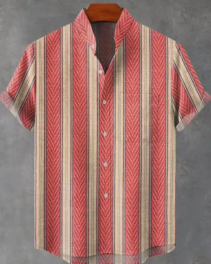Hawaiian Casual Printed Men's Linen Shirt Short Sleeved 3D Printed Original Summer Plus Size Street Top Mens Clothing