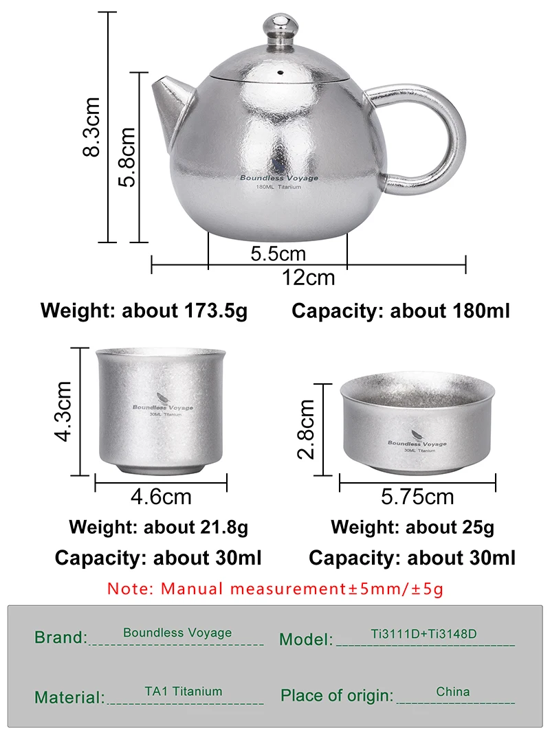 Boundless Voyage Titan-Teekanne 180ml, Leichtgewichtiger Teekocher für losen Tee für Zuhause, Büro, Camping, Reisen Ti3111D – Detail 1