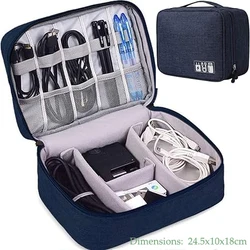 Waterproof Portable Electronic Accessories Organizer Travel Case (1 Layer Nave Blue)