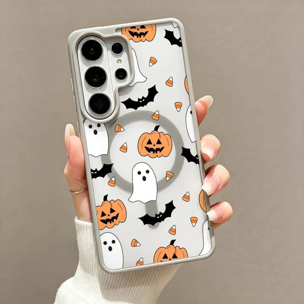Stylish Halloween Pattern Phone Case with Magnetic Wireless Charging Compatibility
