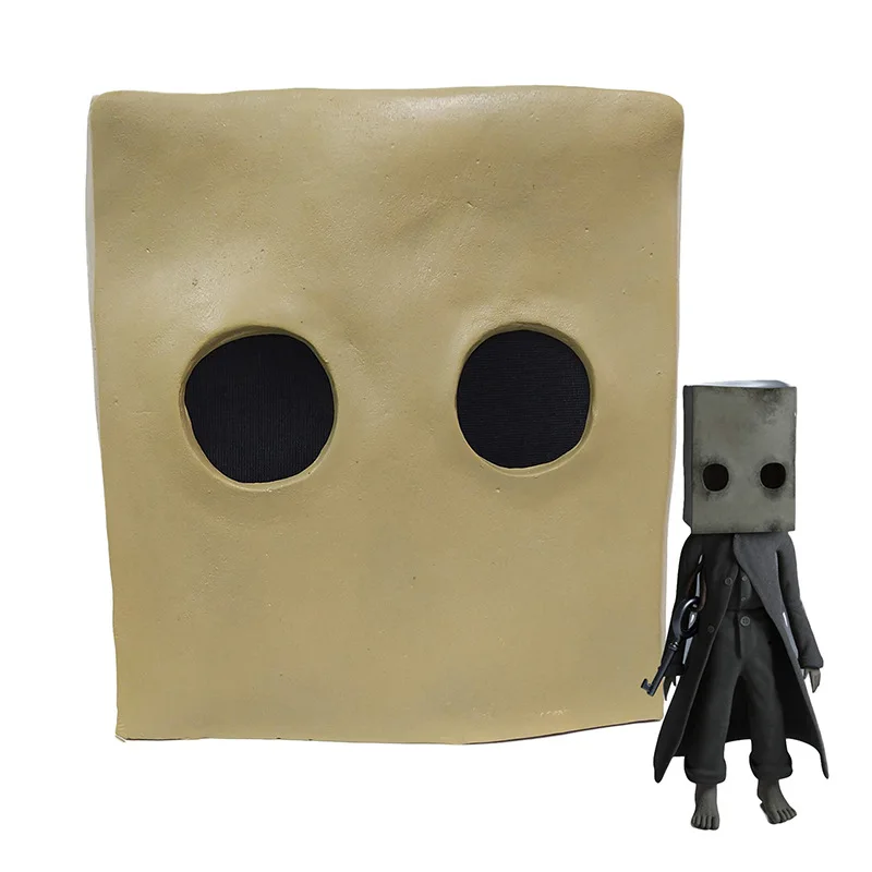 

Steam Game Little Nightmares Latex Mask Cosplay Six Mono Funny Square Cardboard Box Prank Helmet Halloween Masquerade Party Prop
