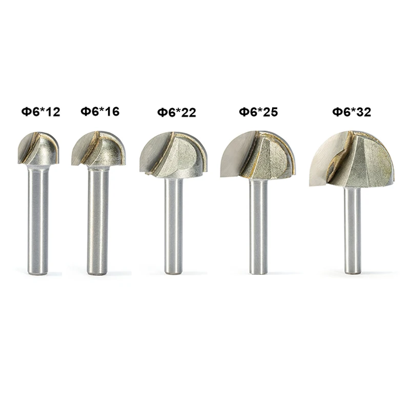 

6mm Shank Ball Nose End Mill Wood Router Bit Set Round Cove CNC Milling Cutter Radius Core Box Solid Carbide Woodworking Tools