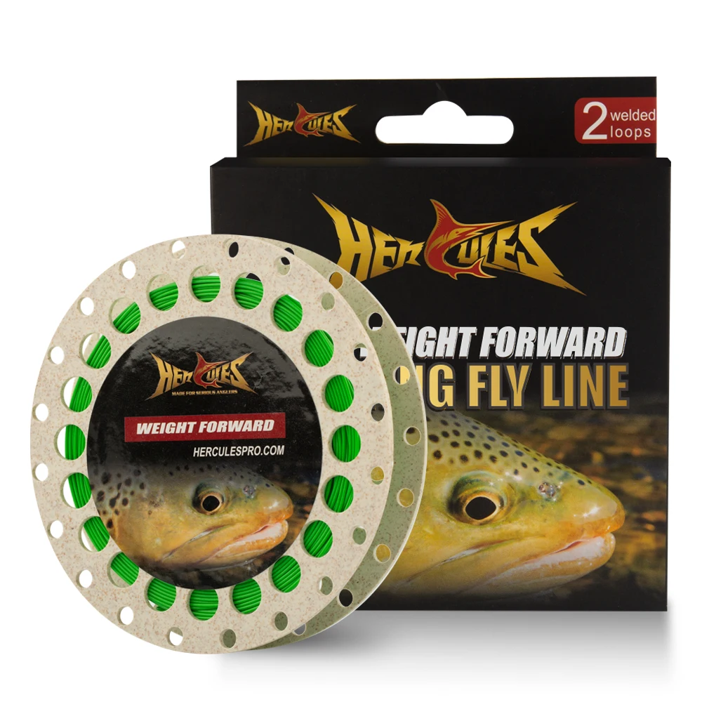 Hercules 100Ft Lenza Da Pesca A Mosca Galleggiante In Avanti 5Wt/6Wt/7Wt/8Wt Fly Line Con Doppio Anello Saldato