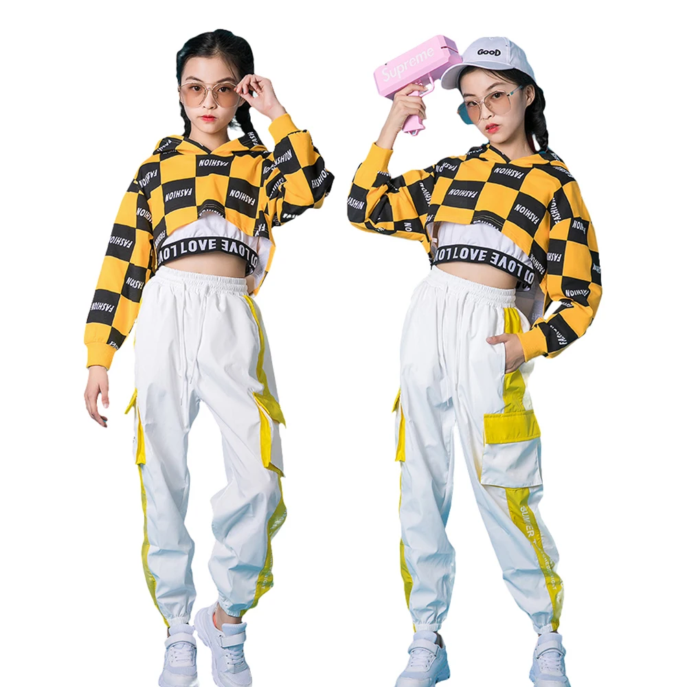 

LOLANTA Kids Girls Hip Hop Jazz Street Dance Clothes Hoodie Crop Top Sports Joggers Pants Costume Stage Performance Wear