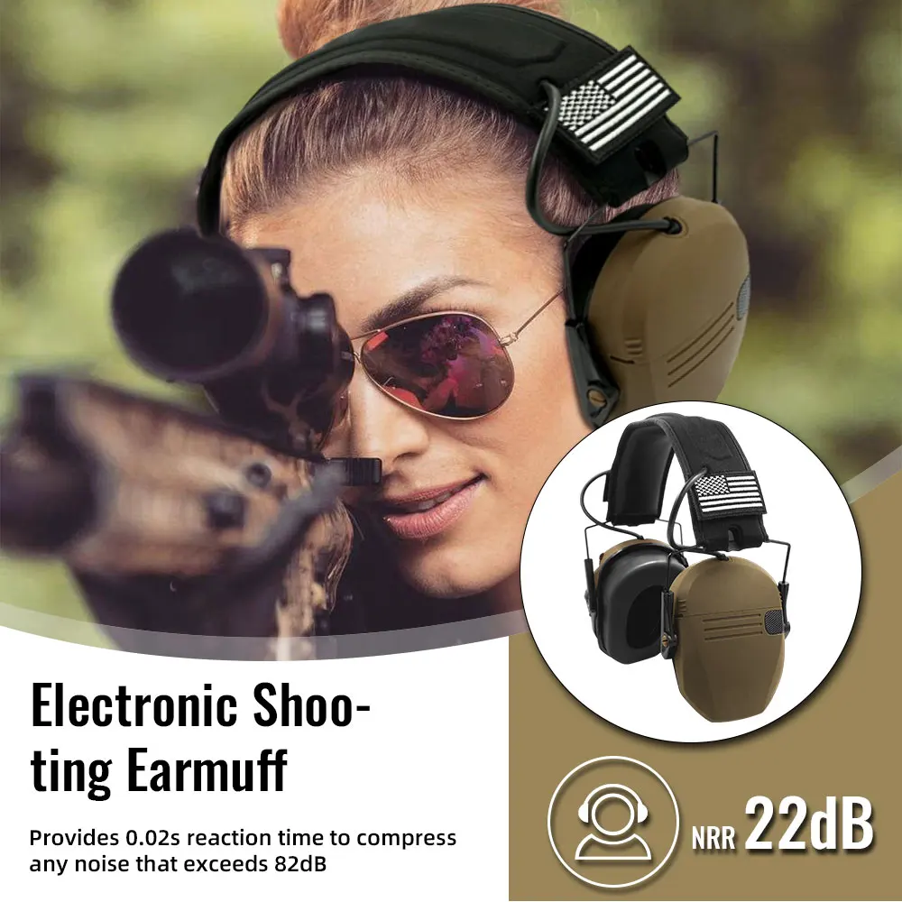Electronic Shooting Headset Headphones for Hearing Protection Ear Protect Noise Reduction Active Hunting Tactical Earmuff